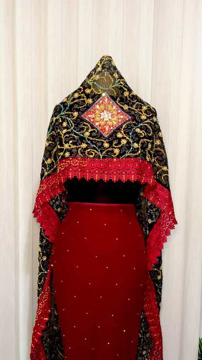 Salma Toub Black & Maroon